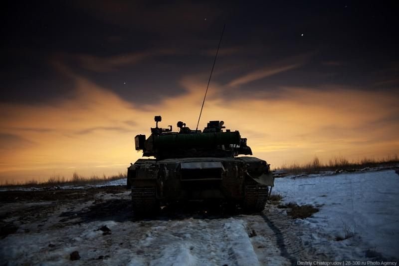 Tank T-80 and BMP-2 in action