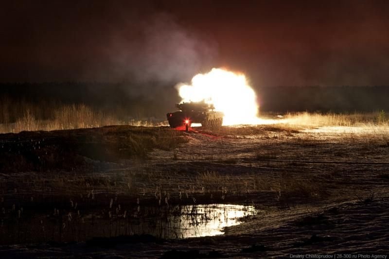 Tank T-80 and BMP-2 in action