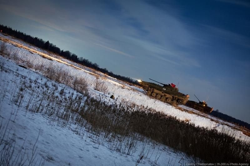 Tank T-80 and BMP-2 in action