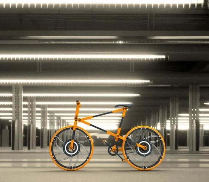 urban bicycle concept with folding wheel system