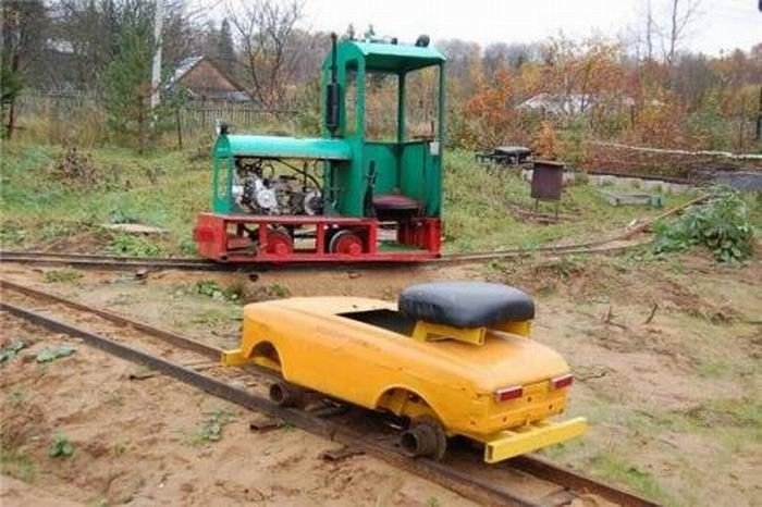 self-made ridable miniature railway