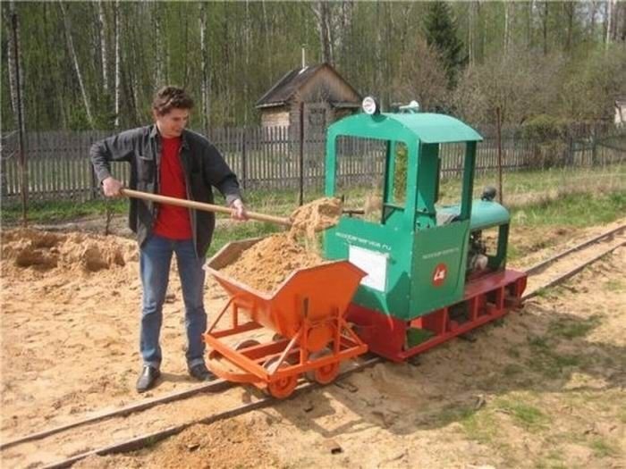 self-made ridable miniature railway