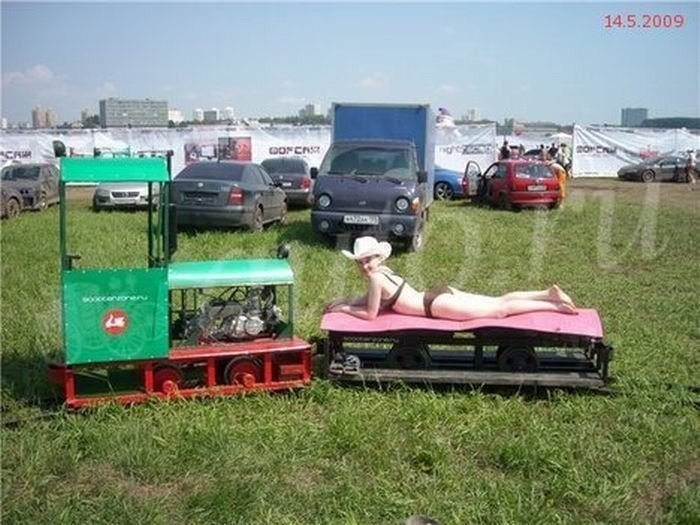 self-made ridable miniature railway