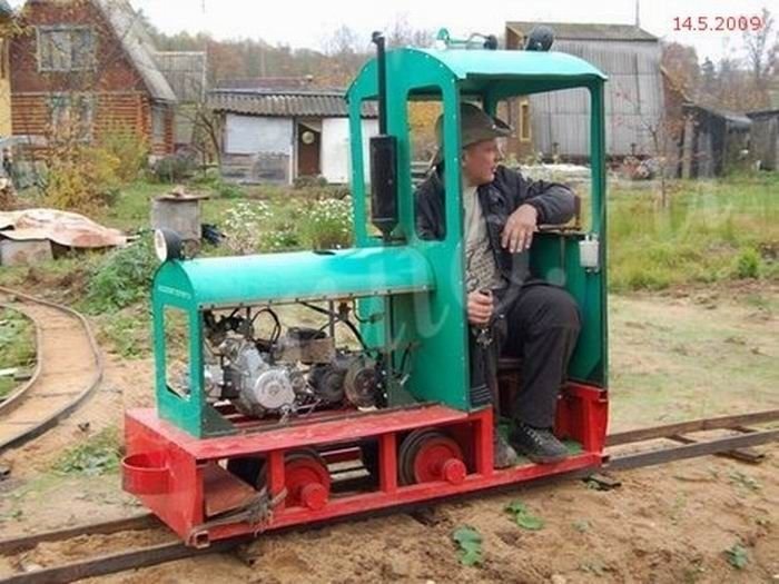 self-made ridable miniature railway