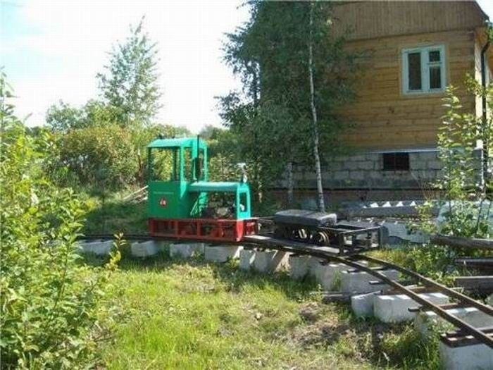 self-made ridable miniature railway