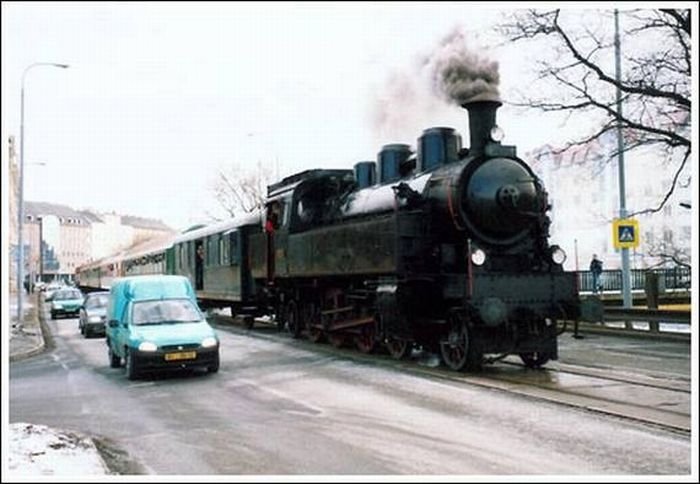 Train in the city, Brno, Czech Republic