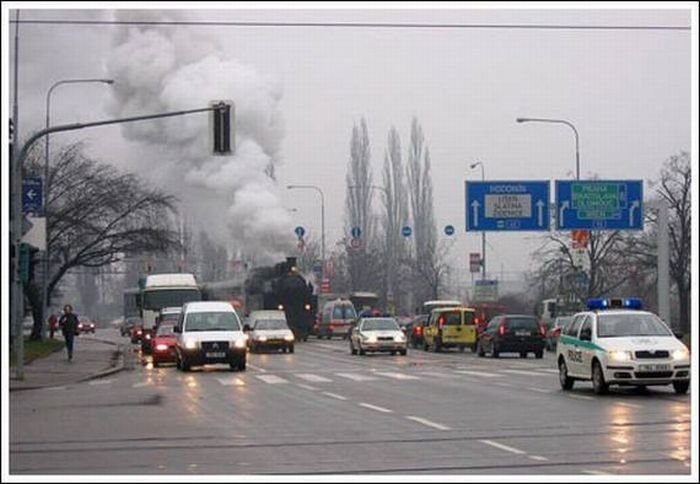 Train in the city, Brno, Czech Republic