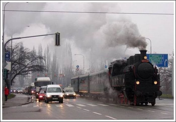 Train in the city, Brno, Czech Republic