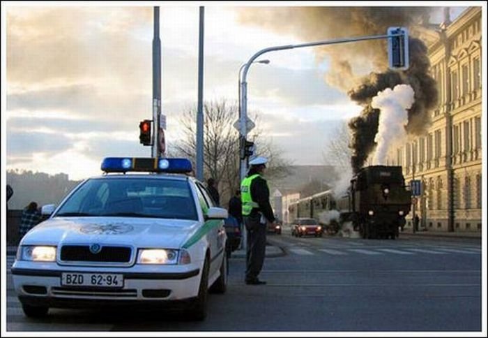 Train in the city, Brno, Czech Republic