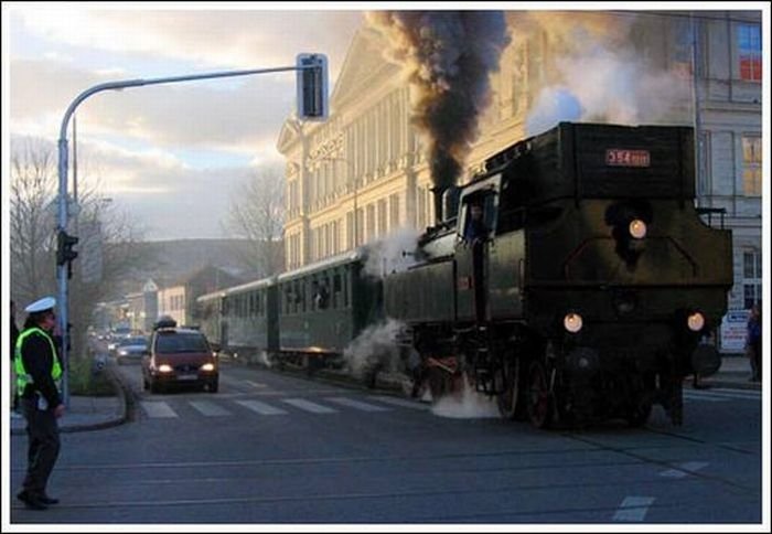 Train in the city, Brno, Czech Republic