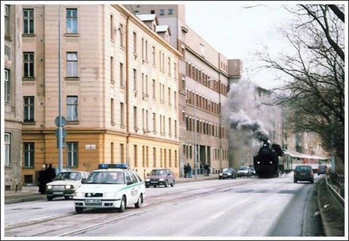 Train in the city, Brno, Czech Republic