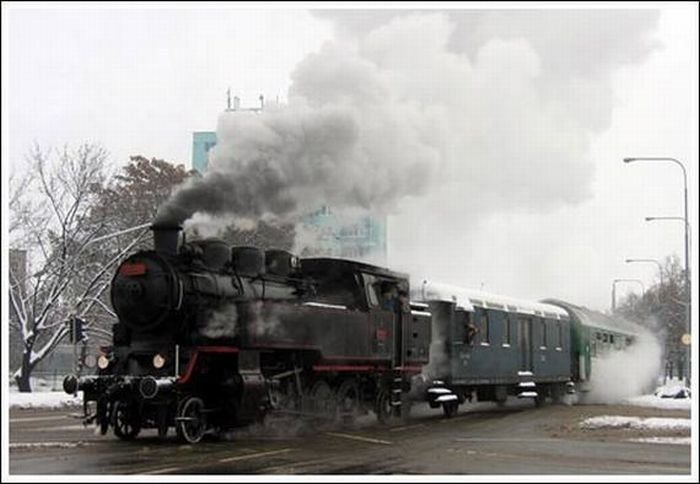 Train in the city, Brno, Czech Republic