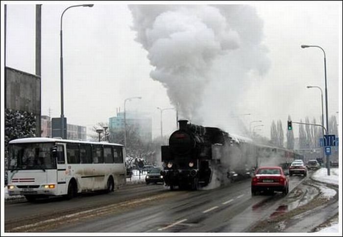 Train in the city, Brno, Czech Republic