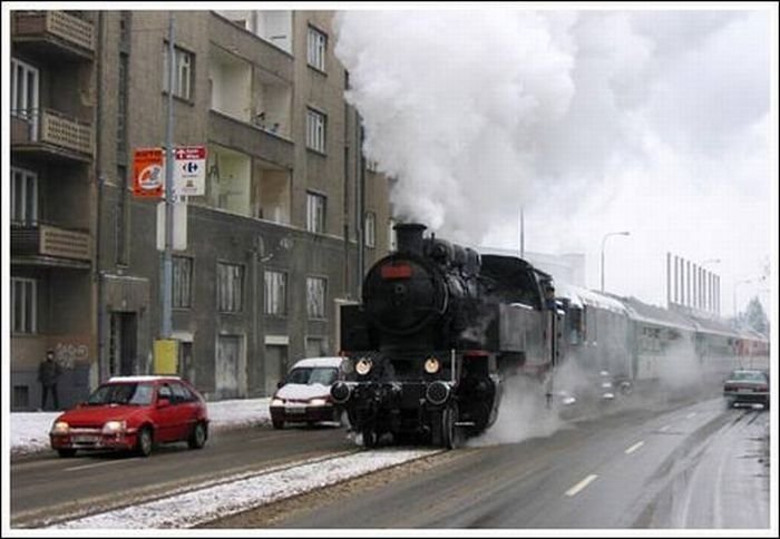 Train in the city, Brno, Czech Republic