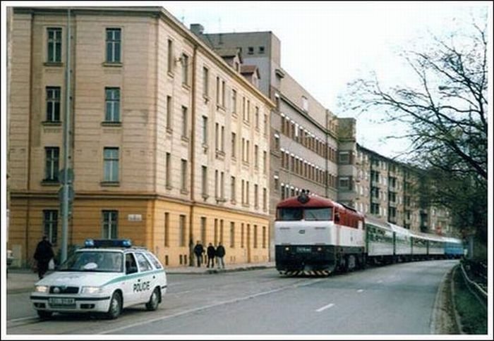 Train in the city, Brno, Czech Republic