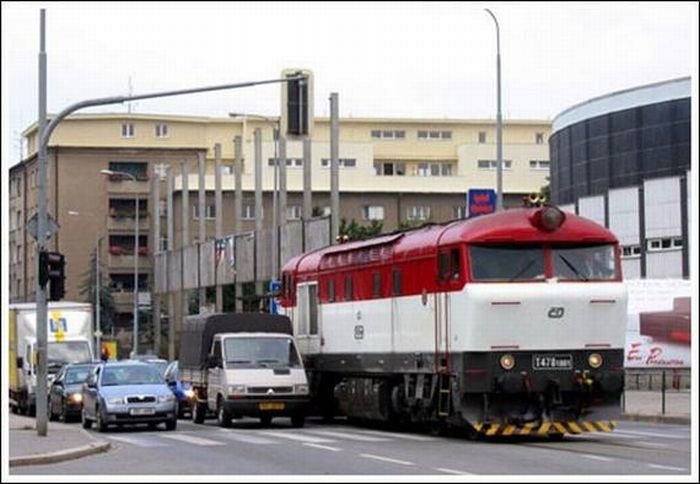 Train in the city, Brno, Czech Republic