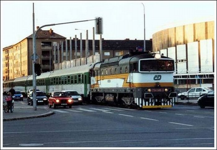 Train in the city, Brno, Czech Republic