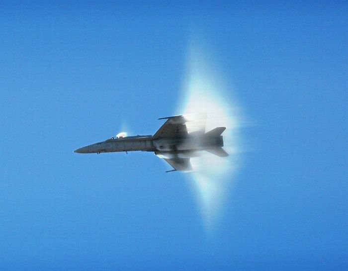 jet aircraft travelling at transonic speed