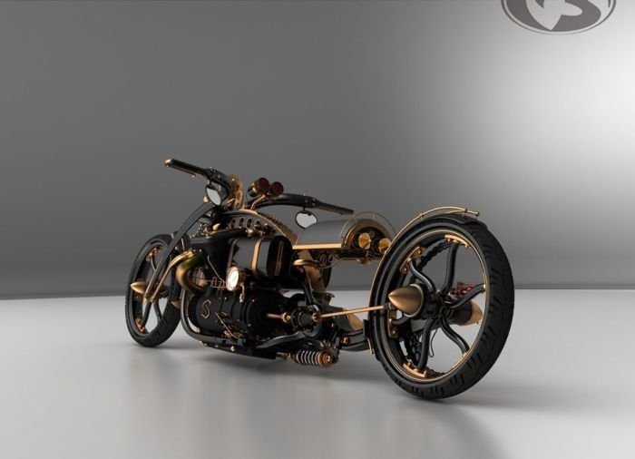 Black Widow steampunk chopper by Solifague Design