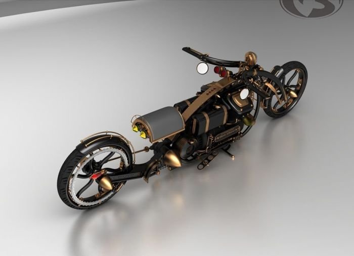 Black Widow steampunk chopper by Solifague Design