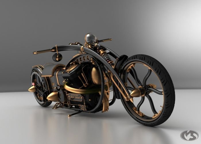 Black Widow steampunk chopper by Solifague Design