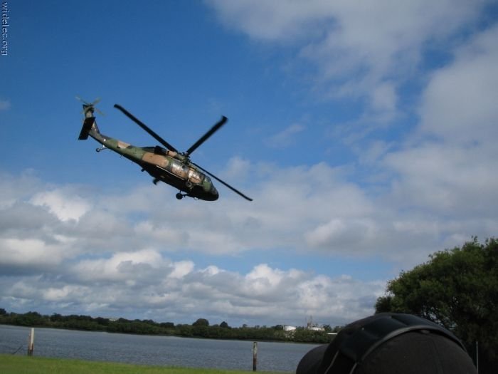 helicopter in action