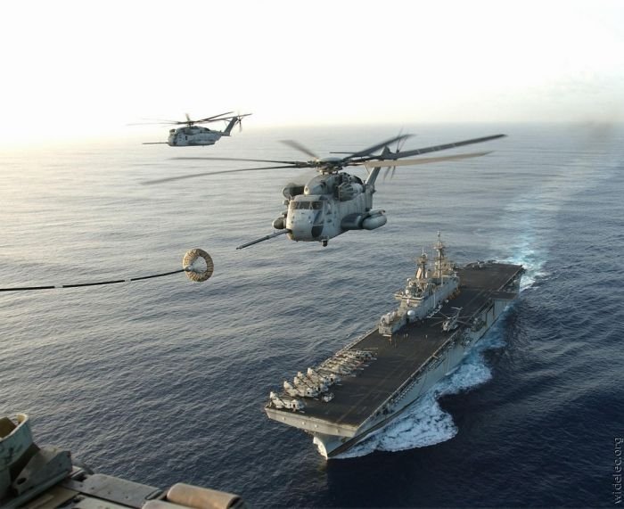 helicopter in action