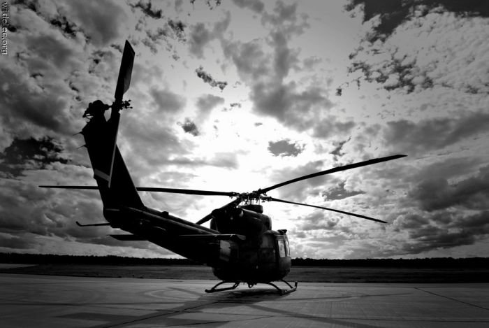 helicopter in action