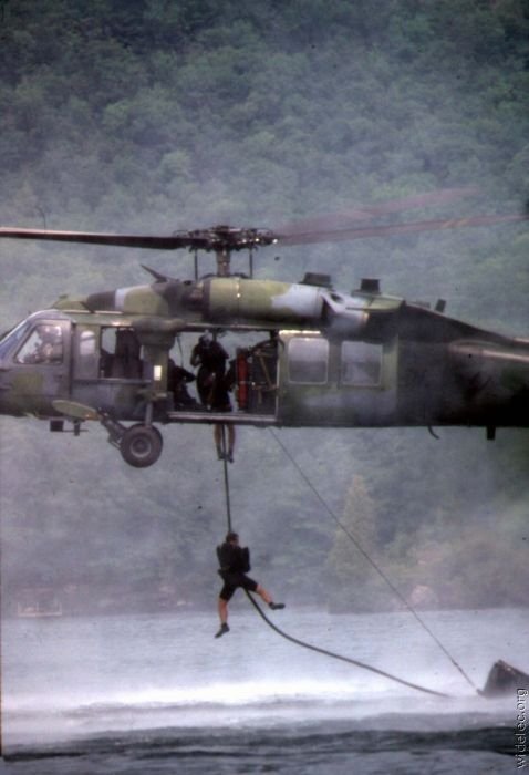 helicopter in action