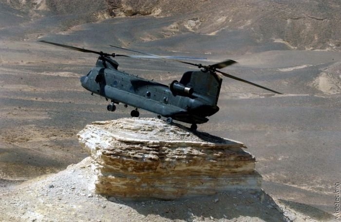 helicopter in action