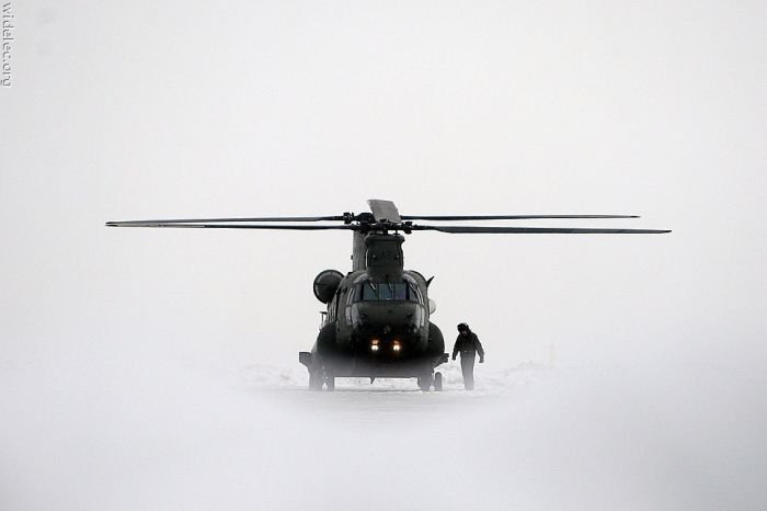 helicopter in action