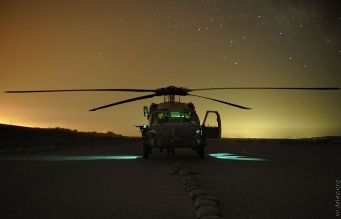 helicopter in action