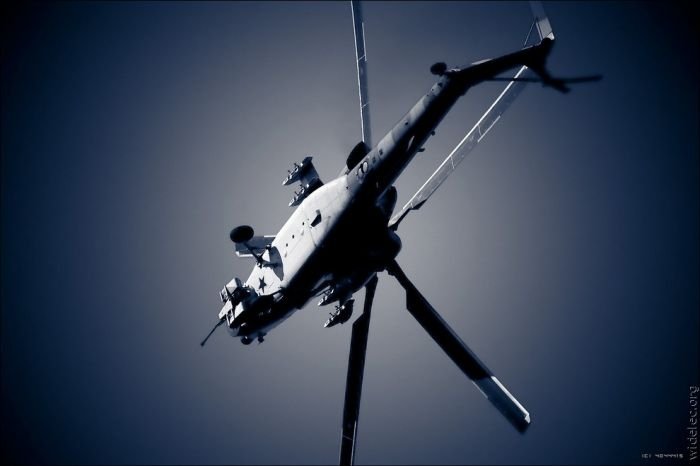 helicopter in action