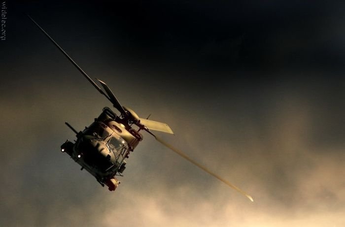 helicopter in action