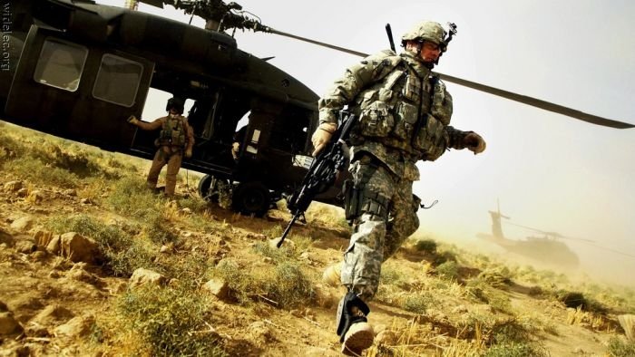 helicopter in action