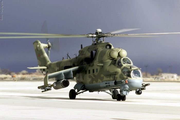 helicopter in action