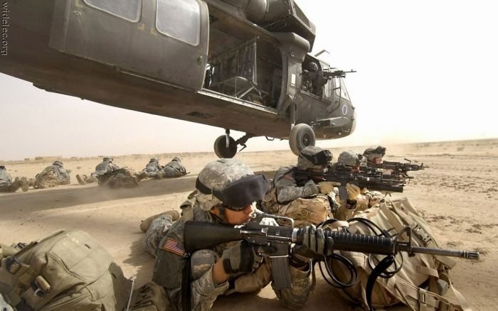 helicopter in action