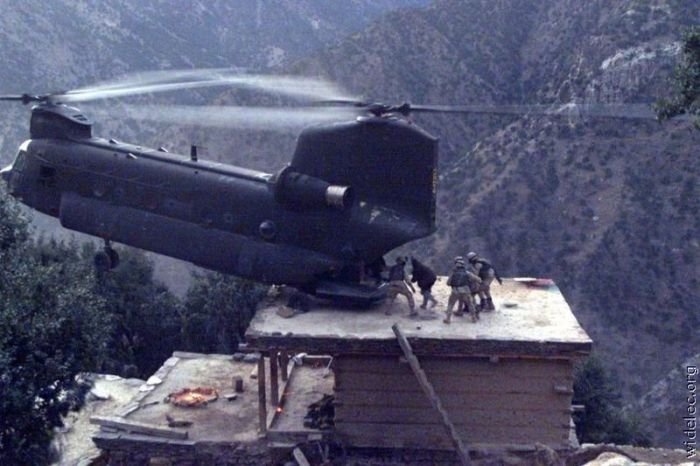 helicopter in action