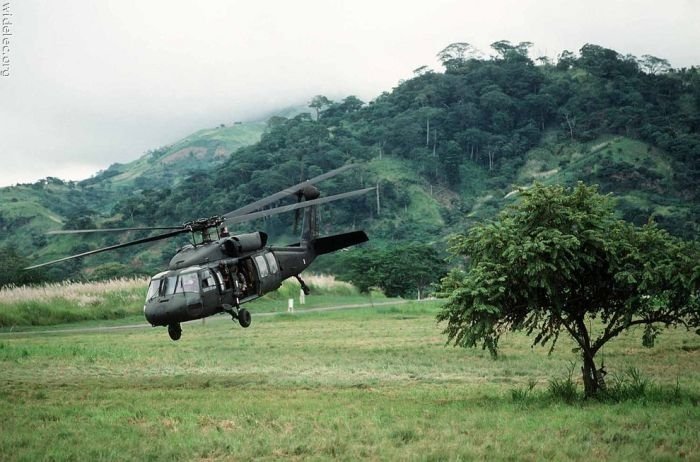 helicopter in action