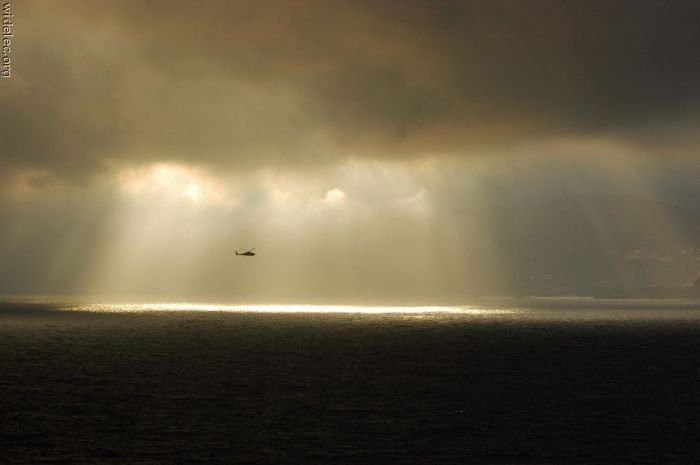 helicopter in action