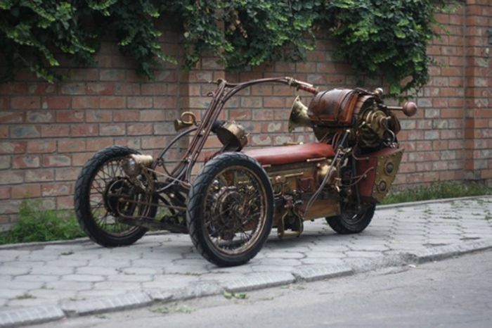 motorized steampunk tricycle