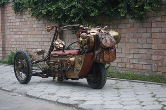 motorized steampunk tricycle