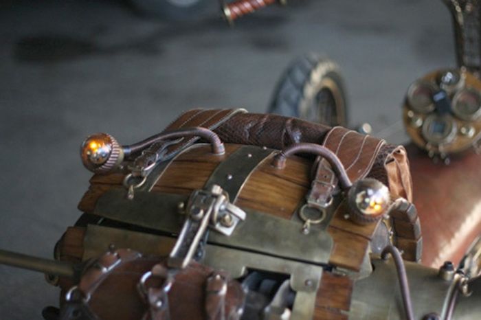 motorized steampunk tricycle