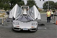 Transport: McLaren F1 for 2 million dollars burned, Santa Roca, California, United States