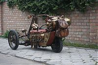 Transport: motorized steampunk tricycle