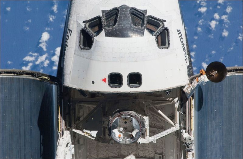 Space shuttle Endeavour at International Space Station