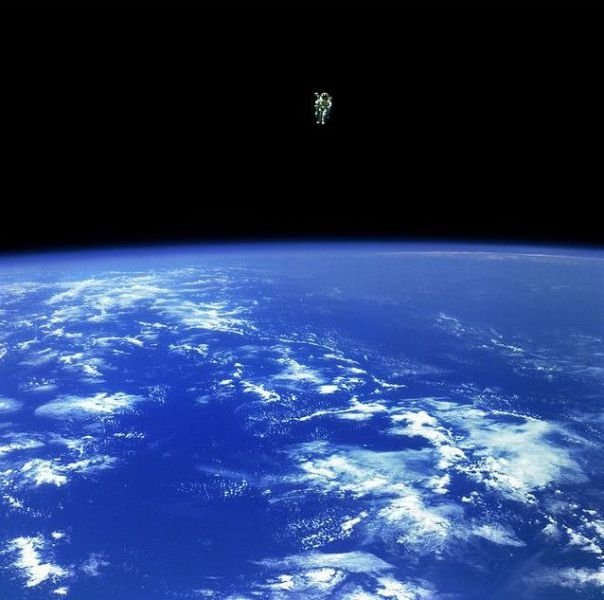 First untethered, free flight, Bruce McCandless II, naval aviator