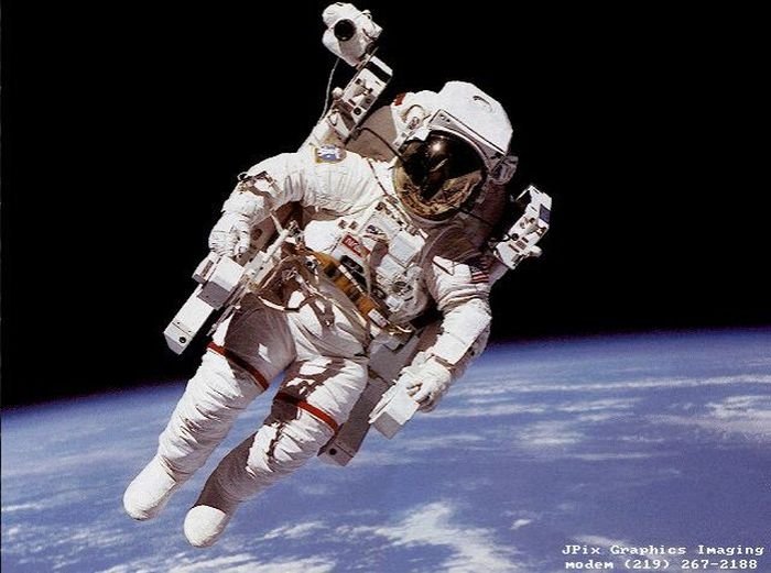 First untethered, free flight, Bruce McCandless II, naval aviator