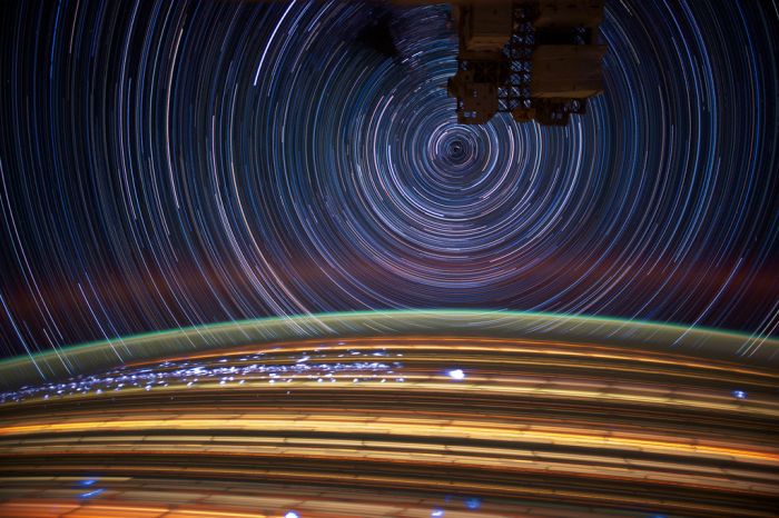 ISS star trail photography by Donald Roy Pettit