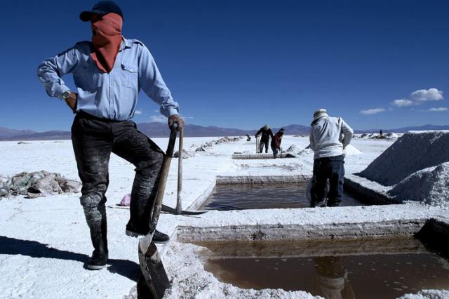 Extraction of salt somewhere, South America